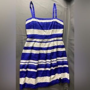 Ann Taylor LOFT Woman's White & Blue Striped Dress Spaghetti Straps